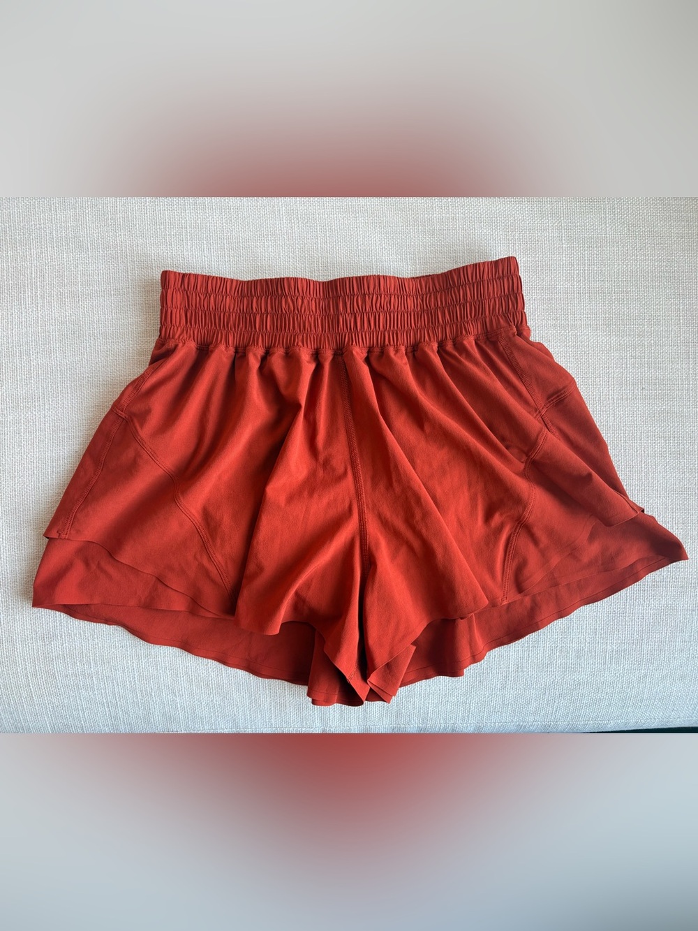 Lululemon Shake It Out High Rise Running Shorts in Autumn Rust